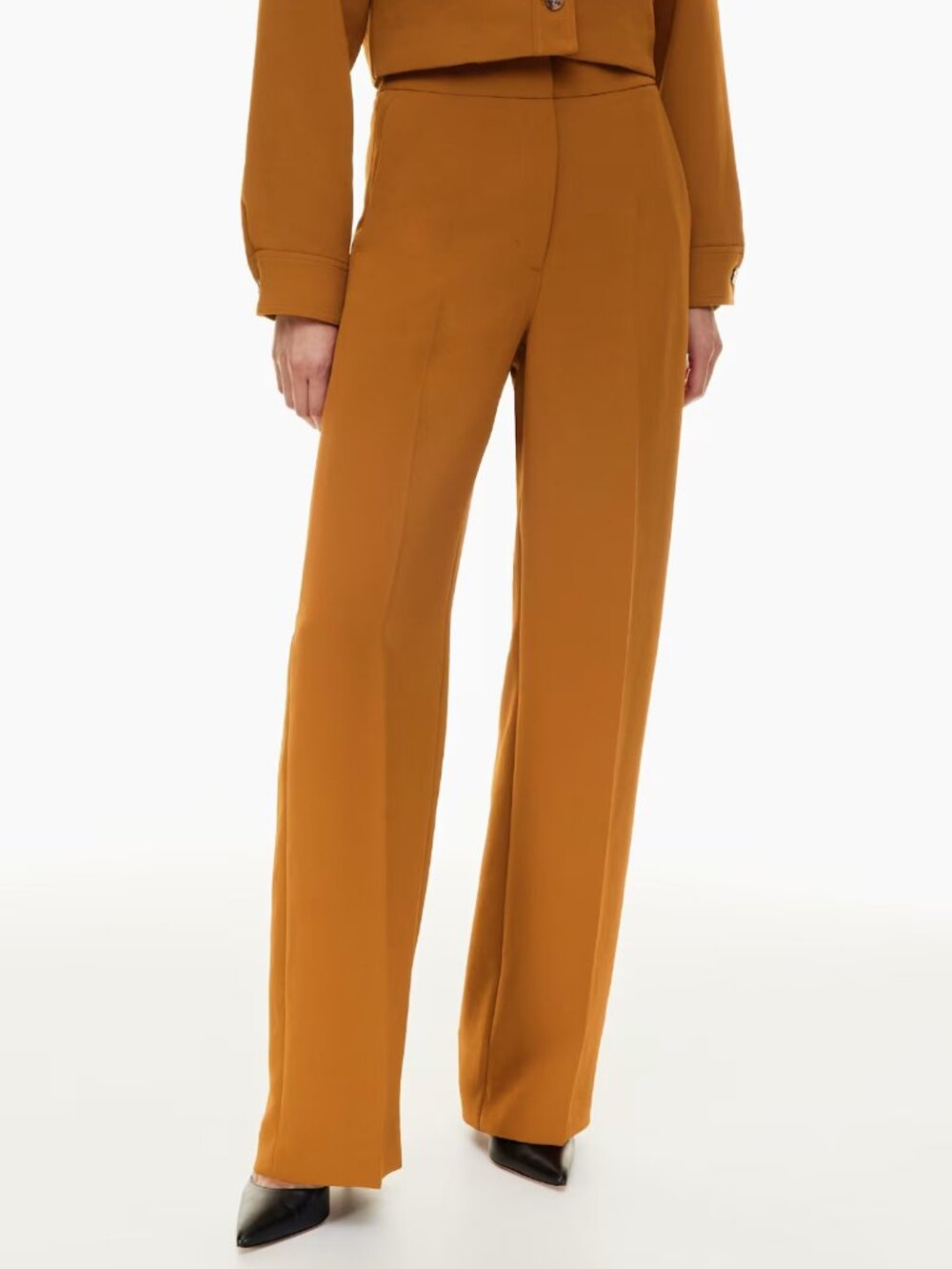 WILFRED ARITZIA alanya high waist wide leg crepe pants in rich chestnut (sz4)